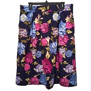 Jane and Delancey Black Floral Pull On Skirt Size XL